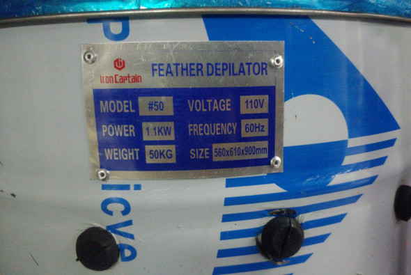 POULTRY PLUCKING MACHINE FEATHER DEPILATOR IRON CAPTAIN #50 SY50 110V 60HZ 50KG 1.1KW POULTRY PLUCKING MACHINE FEATHER DEPILATOR IRON CAPTAIN #50 SY50 110V 60HZ 50KG 1.1KW