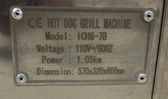 HOT DOG GRILL MACHINE ICHG-7B IR-HG7B 110V 1.05KW 60HZ FOOD WARMER