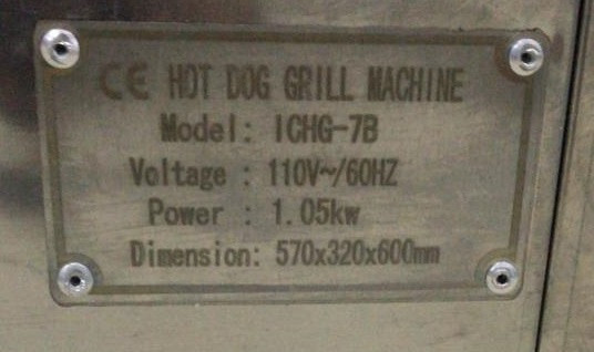 HOT DOG GRILL MACHINE ICHG-7B IR-HG7B 110V 1.05KW 60HZ FOOD WARMER