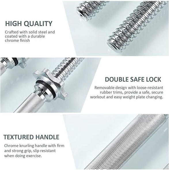 Dumbell Bar stainless Steel Besportble 2pc 13.7inch