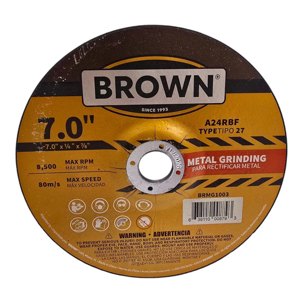 DISC 7" X 1/4" METAL GRINDING BROWN USA BRMG1003 DISC 7" X 1/4" METAL GRINDING BROWN USA BRMG1003