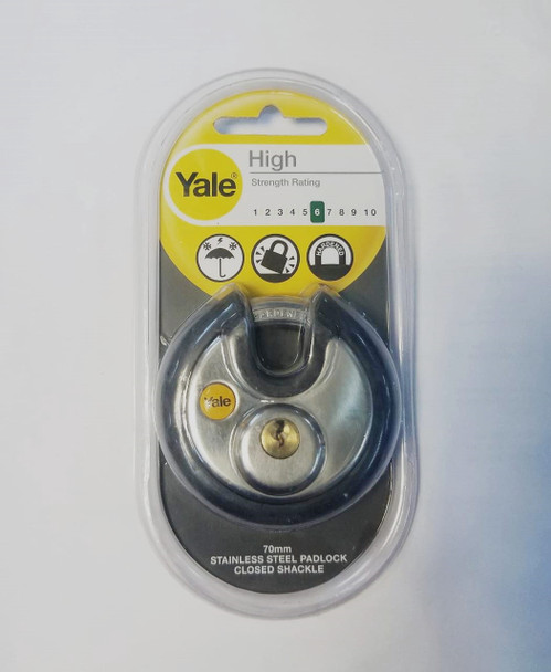 PADLOCK YALE 70MM DISCUS SHACKLED Y130/70/116