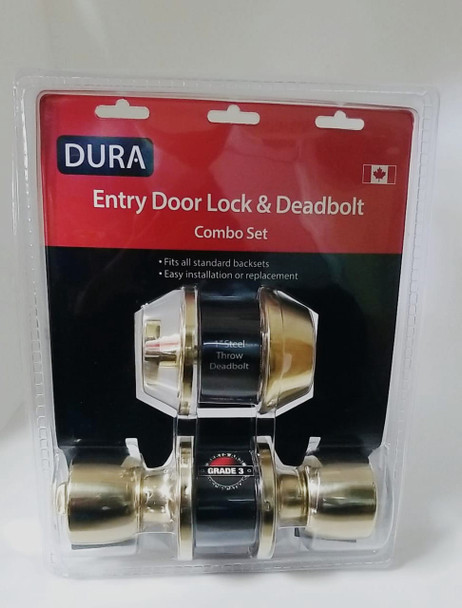 LOCK DURA COMBO SET KNOB & DEADBOLT PB 5932ET+7301PBVP LOCK DURA COMBO SET KNOB & DEADBOLT PB 5932ET+7301PBVP