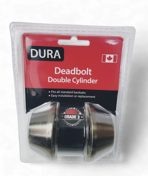 LOCK DURA DEADBOLT DOUBLE ANTIQUE BRONZE #7312ABVP