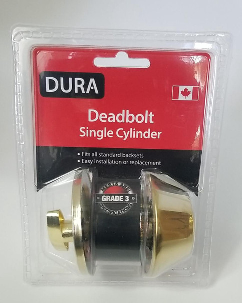 LOCK DURA DEADBOLT SINGLE PB #7301PBVP