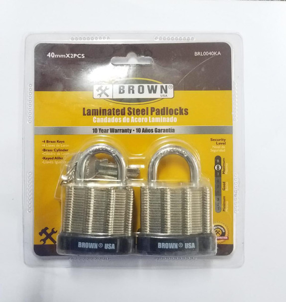 PADLOCK BROWN USA 2PC 40MM BRL0040KA LAMINATE