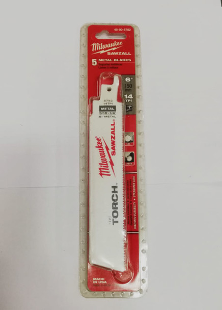BLADE SAWZALL 6" 5PCS MILWAUKEE 14TPI 5782