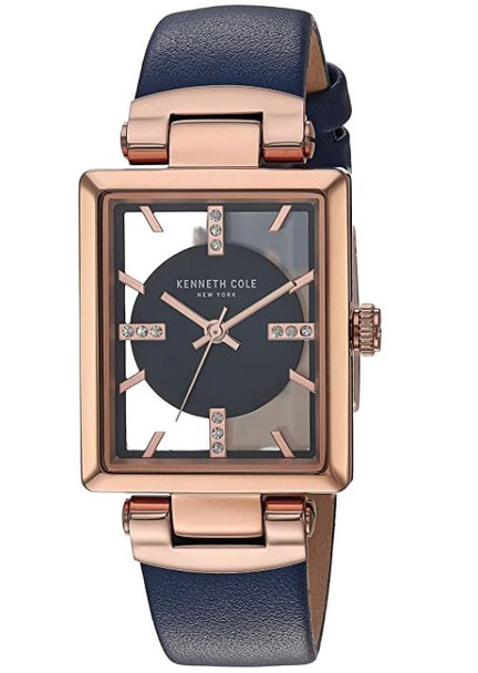 Watch Women Kenneth Cole New York Transparency Leather Strap, Blue