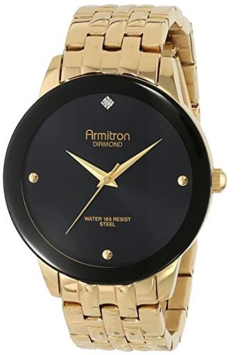 Watch Armitron Men's 20/4952 Diamond Black Dial  Gold Bracelet