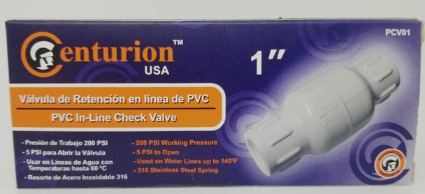 PVC CHECK VALVE 1" CENTURION PCV01