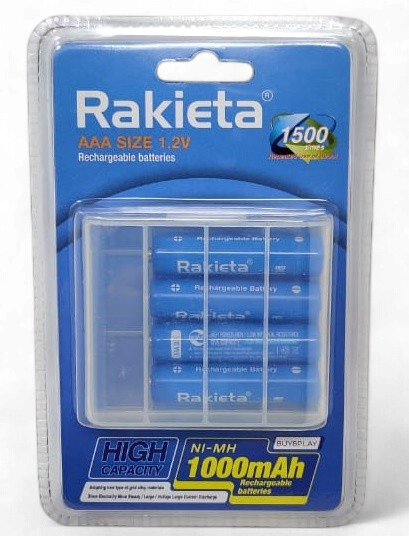 BATTERY RAKIETA RECHARGEABLE AAA BLUE 1000MAH 1.2V 4PCS PACK