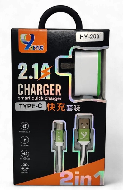 CHARGER CABLE USB HEYU HY-203 TYPE-C 2IN1 2.1A