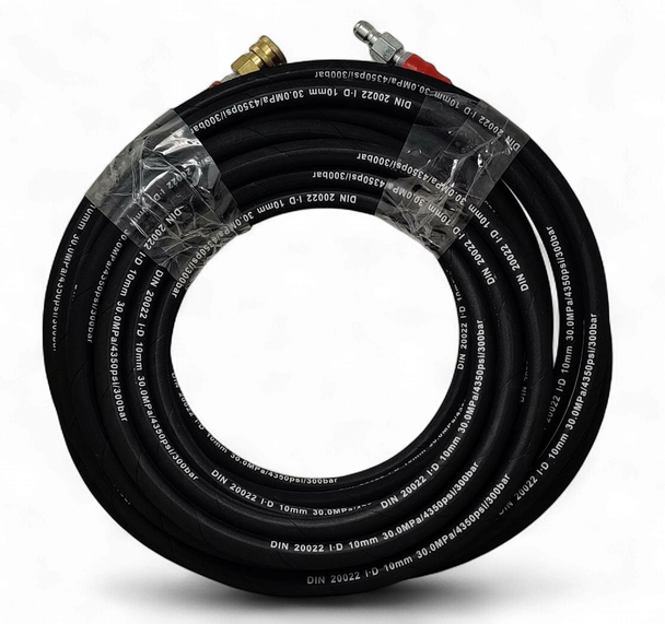 PRESSURE WASHER HOSE 4350PSI DIN 20022 I.D SNAP ON MALE AND FEMALE METAL 3/8" X 30'