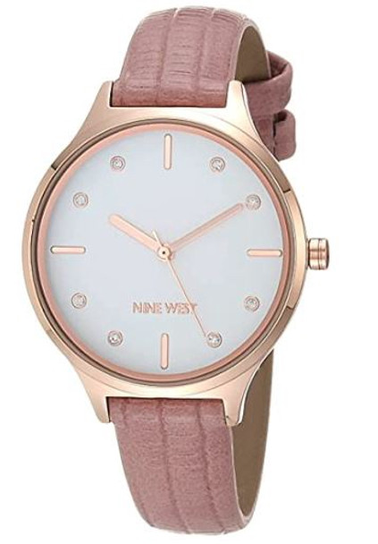 Watch Nine West Women's Crystal Accented Patterned Strap Blush 2556RGPK