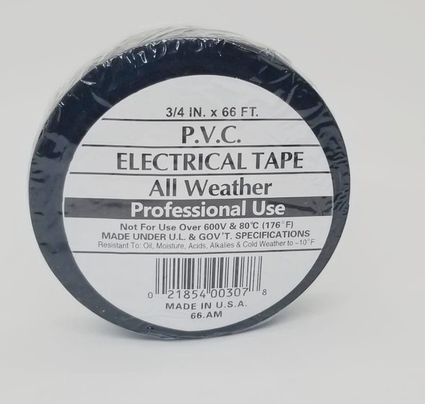 INSULATION TAPE PVC ALL WEATHER BLACK 3/4" 66FT