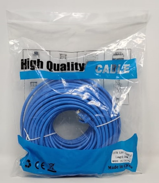 COMPUTER CABLE CAT 6 WITH END 97.5' 30M PRECRIMP HIGH QUALITY BLUE