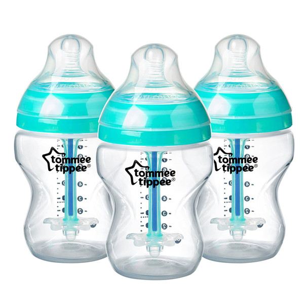 Baby Tommee Tippee Advanced Anti-Colic  Bottle Feeding Set, Heat Sensing Technology, Breast-like Nipple, BPA-Free - 9oz  3pack