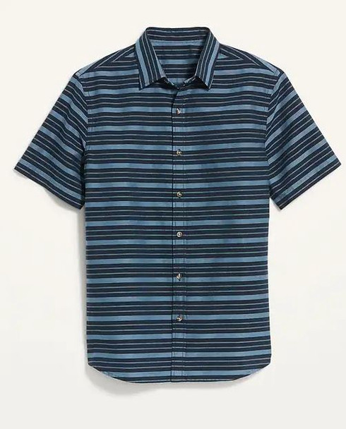 Men Shirt Short Sleeve Button Down Old Navy Navy stipe