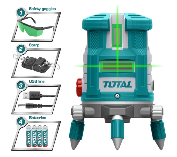 SELF-LEVELING LINE LASER  TOTAL TLL305205 GREEN LASER BEAMS