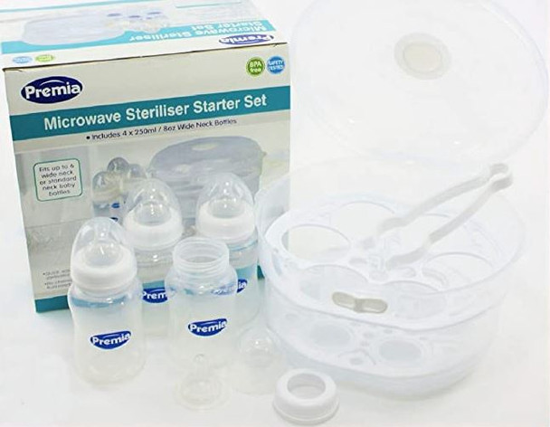 Baby Microwave Sterilizer Premia includes 4 bottles