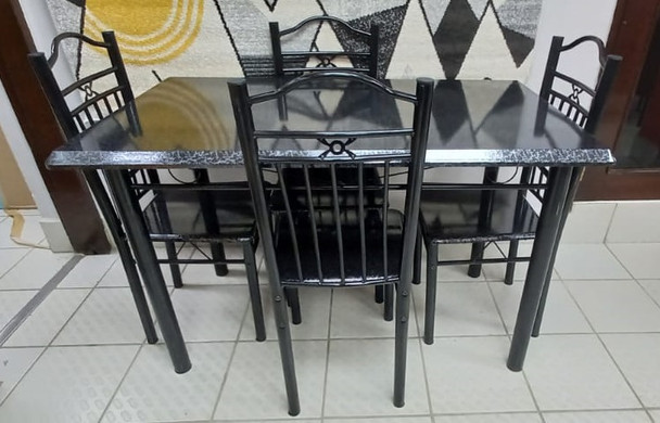 WOOD DINING TABLE P23-04-8 WITH 4 CHAIR SET BLACK