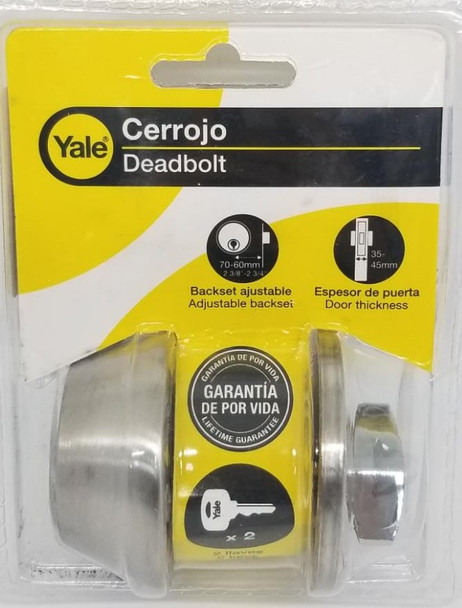 LOCK YALE DEADBOLT SINGLE KEY STAINLESS STEEL KENT 8101 US32D