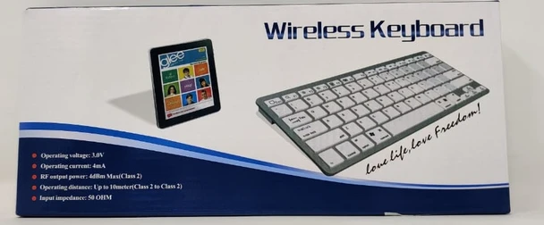 COMPUTER MINI KEYBOARD WIRELESS BK3001 SILVER & WHITE