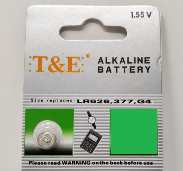 BATTERY WATCH T&E LR626 377 G4 AG4 1.55V ALKALINE  SOLD EACH