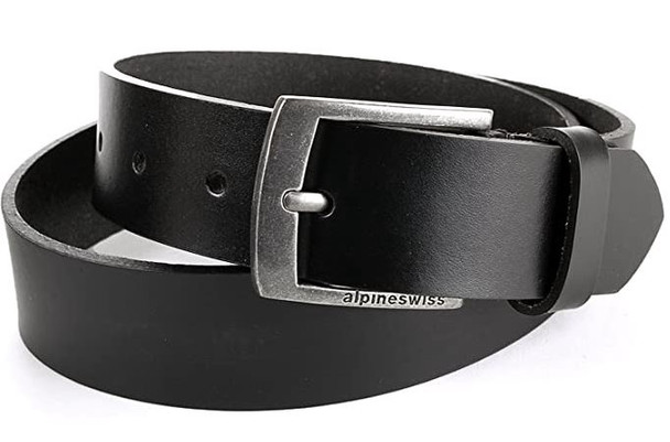 Men Belt Alpine Swiss Genuine Leather Slim Casual Jean Signature Buckle