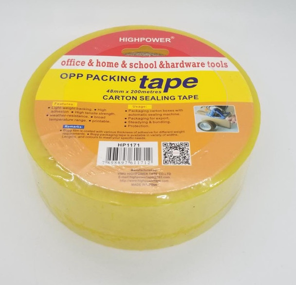 TAPE 2" CLEAR 200M ROLL HIGHPOWER HP1171