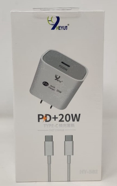 CHARGER USB-C & CABLE USB TYPE-C HEYU HY-582 PD+20W