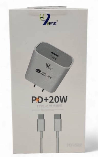 CHARGER USB-C & CABLE USB TYPE-C HEYU HY-582 PD+20W
