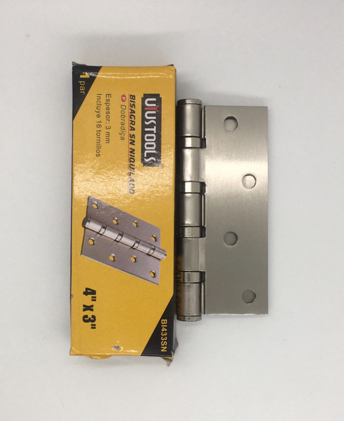 BUTT HINGES 4" X 3" USTOOLS B1433SN SATIN NICKLE