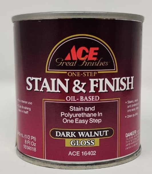 WOOD STAIN & FINISH ACE DARK WALNUT GLOSS 16402 1/2PT