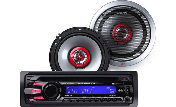 C.D PLAYER CAR SONY CXS-GT2216F WITH SPEAKER + FREE MODULATOR FM OTU CM-02 CAR BT MP3 PLAYER RGB AMBIENT LIGHTING 3.1A 2USB CHARGER