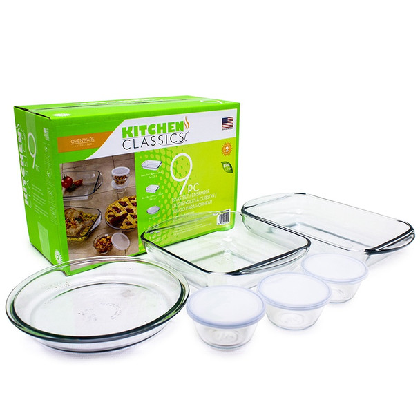 DISH SET KITCHEN CLASSIC 9PCS 94976L1B GLASS BAKING PAN