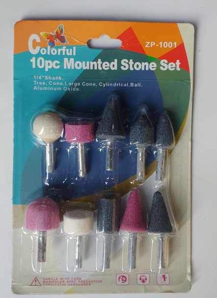 STONE SET 10PCS MOUNTED ZP-1001 COLORFUL 1/4"