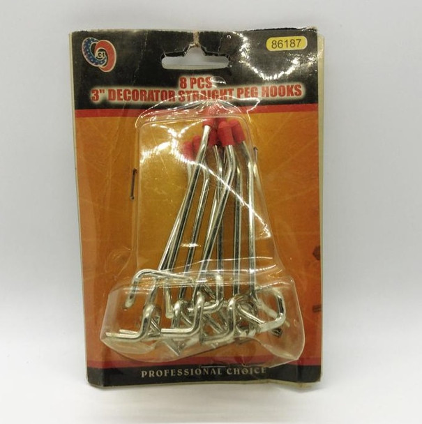 PEG HOOK 3" SET 8PCS #86187 DECORATOR