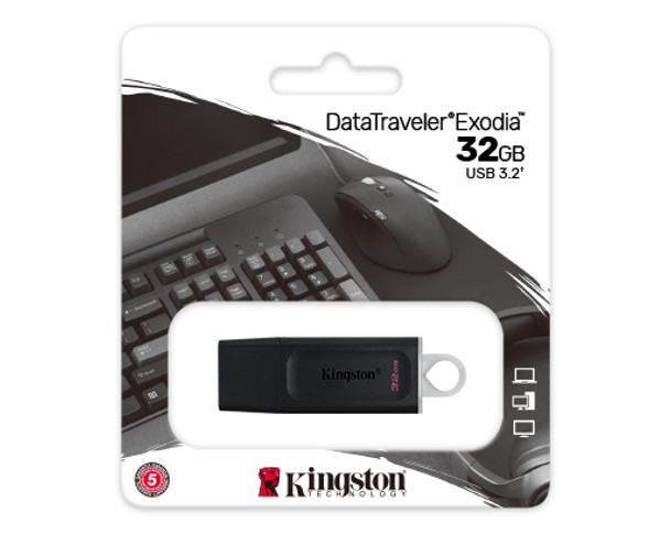 COMPUTER FLASH DRIVE 32GB KINGSTON USB DATATRAVELER EXODIA DTX/32GB USB 3.2