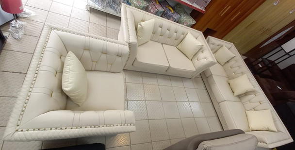 SOFA SET 3-2-1 WHITE LEATHER 1101