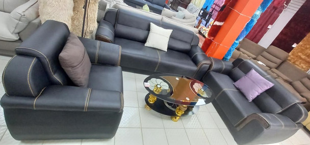 SOFA SET 2-2-1 P25 BLACK LEATHER