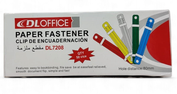 STATIONERY FOLDER FILE PAPER FASTENER DL7208 80MM COLOR 50PCS PACK