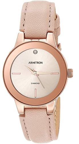 Watch Armitron Women's Diamond-Accented Leather Strap 5410RSRGBH