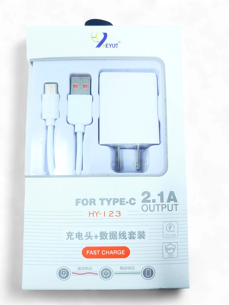 CHARGER USB ADAPTOR HEYU HY-123 2.1A WITH CABLE TYPE-C FAST CHARGE