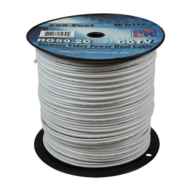 SECURITY CABLE 500' I-RG59+2C-500W WHITE BLASTKING SOLD PER YARD 