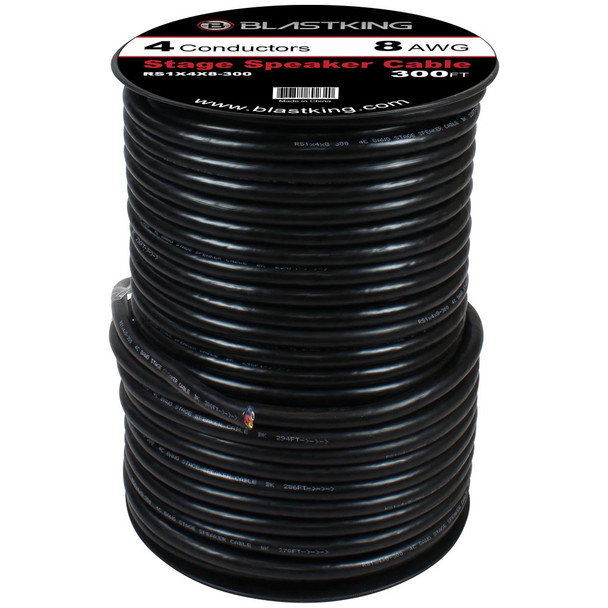 STAGE CABLE 4 WIRE 8G I-RS1X4X8-300 BLACK BLASTKING ROLL