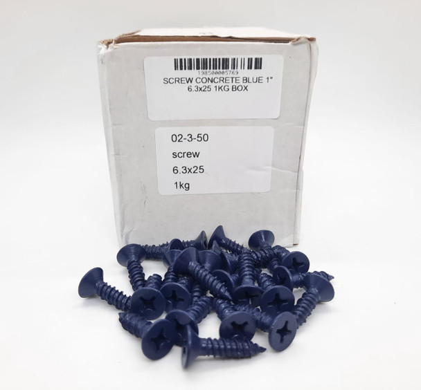 SCREW CONCRETE BLUE 1" 6.3x25 1KG BOX/225PCS
