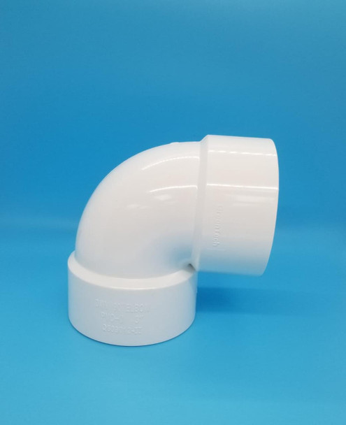 PVC KNEE 3" 90 DEG LIGHT SHORT SANITARY D2665