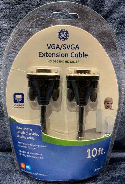 COMPUTER CABLE VGA MALE TO FEMALE 10' EXTENSION GE 97894