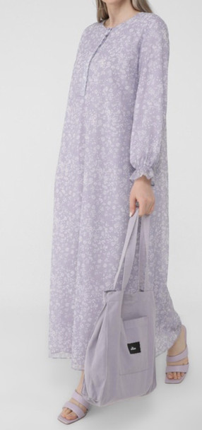 Dress Lined Chiffon  Floral print Lilac Plus